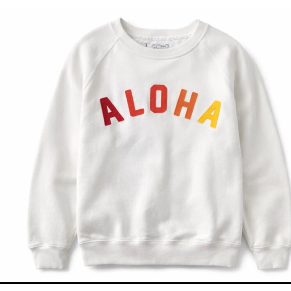 Hawaiian Standard Aloha Sweatshirt White Crewneck Pullover Size S Turtle Bay